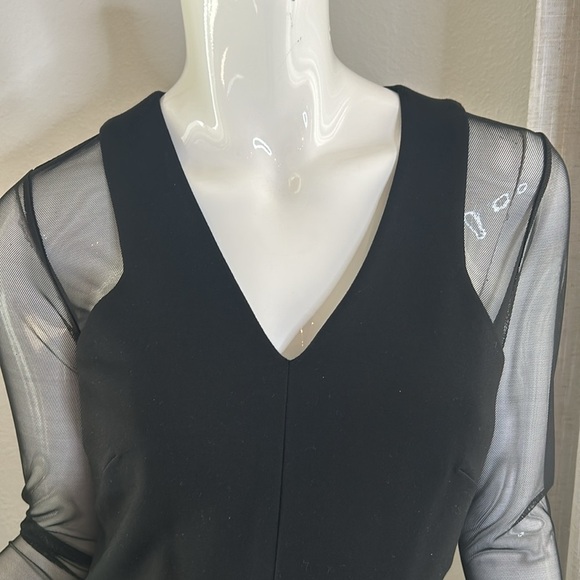 Calvin Klein black illusion long sleeve dress size 4 - Picture 3 of 11